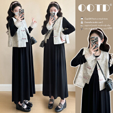 批发实拍~2025秋季新款韩版时尚网红气质显瘦新中式蕾丝裙套装