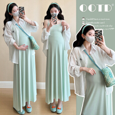 批发实拍~2025秋季新款韩版时尚法式吊带裙+重工刺绣防晒衬衫套装