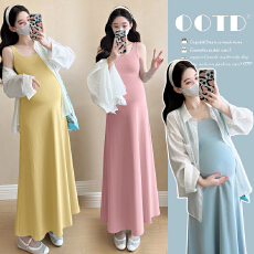 批发实拍~2025秋季新品韩版时尚简约显瘦方领吊带裙+防晒衬衣套装