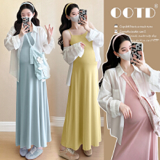 批发实拍~2025秋季新款韩版时尚减龄吊带裙+防晒衬衣两件套套装