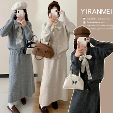 批发新品~2025秋冬韩版时尚气质小香风毛衣+半身裙两件套套装