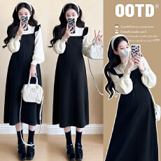 批发实拍~2025秋冬新品假两件飞飞袖<b class='q'>孕妇</b><b class='q'>减龄</b>显瘦针织毛衣连衣裙