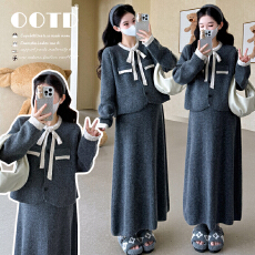 批发实拍~2025秋冬网红时尚小香风气质上衣+可调节半身裙显瘦套装