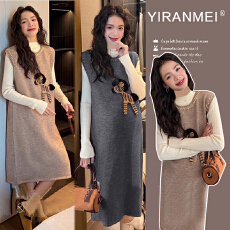 批发新品~2025秋<b class='q'>冬</b>新款网红时尚减龄显瘦木马马甲+半高领打底套装