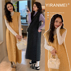 批发实拍~2025秋<b class='q'>冬</b>新款网红时尚减龄显瘦长款马甲裙+软糯打底套装