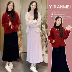 批发新品现现~2025秋冬新款气质软糯针织百搭气质减龄毛衣+<b class='q'>连衣裙</b>套装