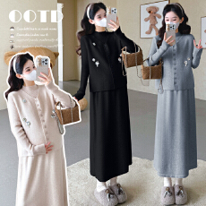 批发实拍现现~2025秋冬新款网红同款时尚重工钉片立体花朵气显瘦套装