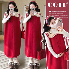 实拍现现~2026秋冬新款韩版时尚重工钩花减龄显瘦马甲裙+打底套装