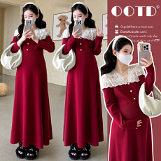 批发<b class='q'>实拍</b>现现~2026秋冬韩版时尚高级感蕾丝拼接气质显瘦连衣裙