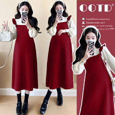 实拍现现~2026冬季新品假两件飞飞袖孕妇减龄显瘦针织毛衣连衣裙