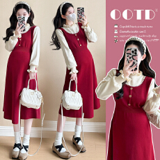 实拍现现~2026冬新品韩版时尚小香风气质显瘦减龄拼接加厚连衣裙