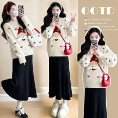 批发实拍现现~2026冬季<b class='q'>新款</b>时尚气质减龄跨年圣诞元旦毛衣+吊带裙套装