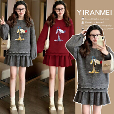 批发实拍现现~2026冬新款时尚圣诞元旦跨年显瘦韩版加厚上衣+短裙套装