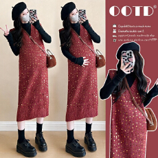 批发实拍现现~2026秋冬<b class='q'>新款</b>韩版网红重工刺绣闪耀炸街打底+马甲裙套装