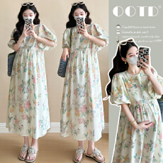 批发实拍现现~2026夏季新品<b class='q'>韩版</b>时尚水墨晕染花朵气质减龄显瘦连衣裙