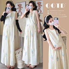 批发实拍现现~2026夏季新款时尚减龄显瘦重工刺绣背心裙+防晒开衫套装