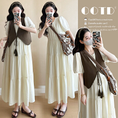 批发<b class='q'>实拍</b>现现~2026夏季新款韩版时尚法式绝美文艺复古马甲+连衣裙套装