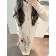 批发韩系少女感粉色卫衣运动服套装女秋冬加绒立领宽松休闲减龄两件套