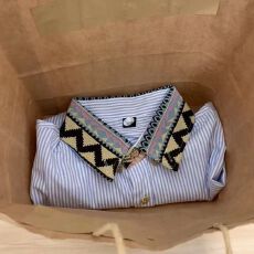 批发设计感名族风拼接<b class='q'>条纹</b>长袖<b class='q'>衬衫</b>女2026年早春情侣潮牌别致上衣外套