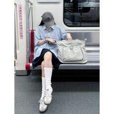 批发学院风蓝<b class='q'>条纹</b>短袖<b class='q'>衬衫</b>女夏季2026新款韩系宽松休闲百搭<b class='q'>衬衣</b>上衣