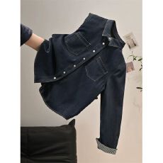 批发美式港风chic复古<b class='q'>牛仔</b><b class='q'>衬衫</b>外套女春秋高级感小众百搭休闲长袖上衣