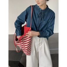 批发2026新款韩版立领系带<b class='q'>牛仔</b><b class='q'>衬衫</b>女设计感宽松显瘦百搭气质外穿<b class='q'>衬衣</b>