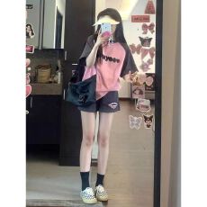 批发宽松短袖短裤休闲<b class='q'>运动服</b>套装女夏季纯棉学生<b class='q'>韩版</b>OOTD跑步两件套潮