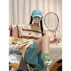 批发OOTD活力满满夏日彩色系<b class='q'>条纹</b>运动<b class='q'>套装</b>女夏少年感休闲学院风两件套