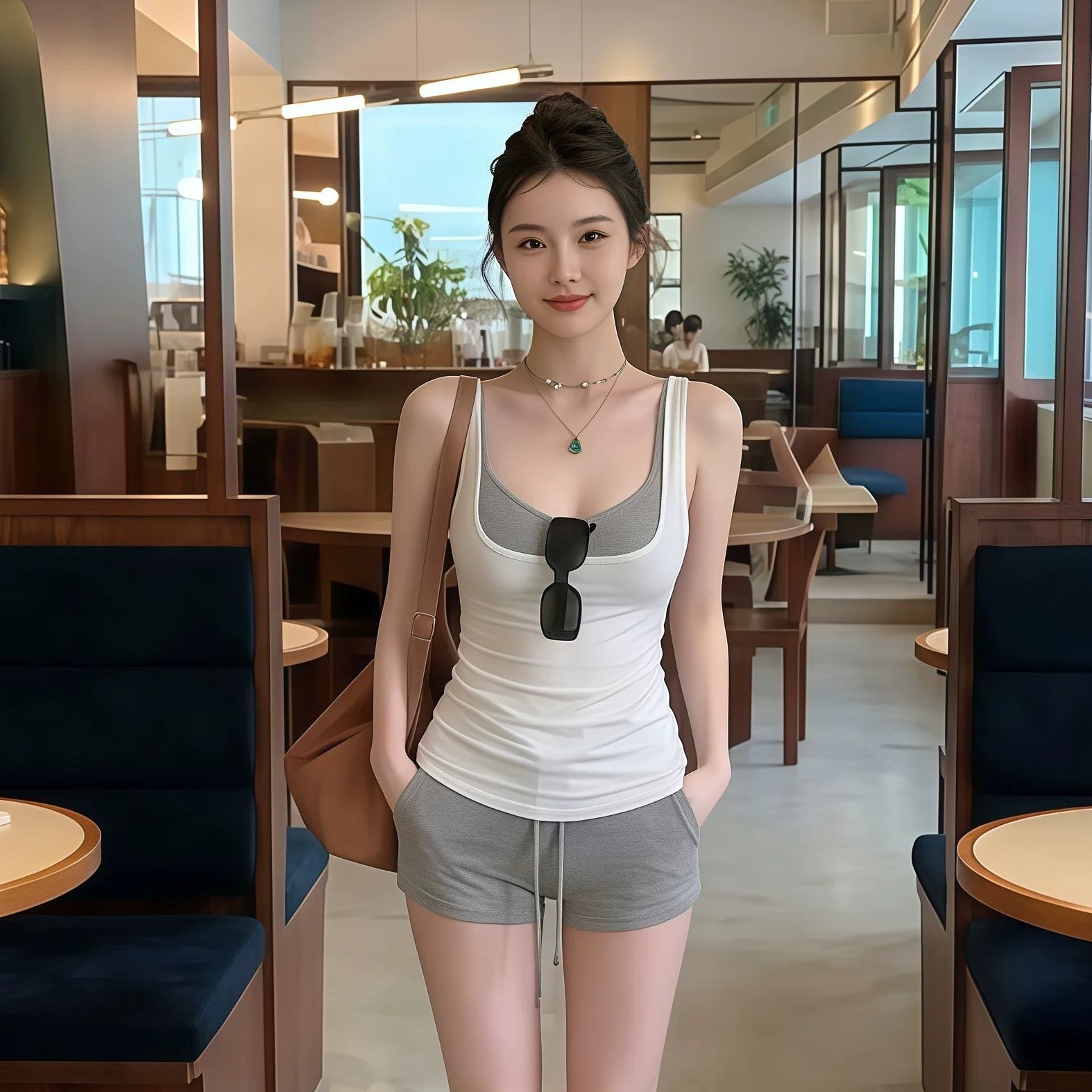 이인용 면 언더 품질 모으다 가슴 패드 여름 달콤한 욕망 인사이드 가져 가라. 슬립 디자인 센스 다용도 슬림해 보이는 맨위