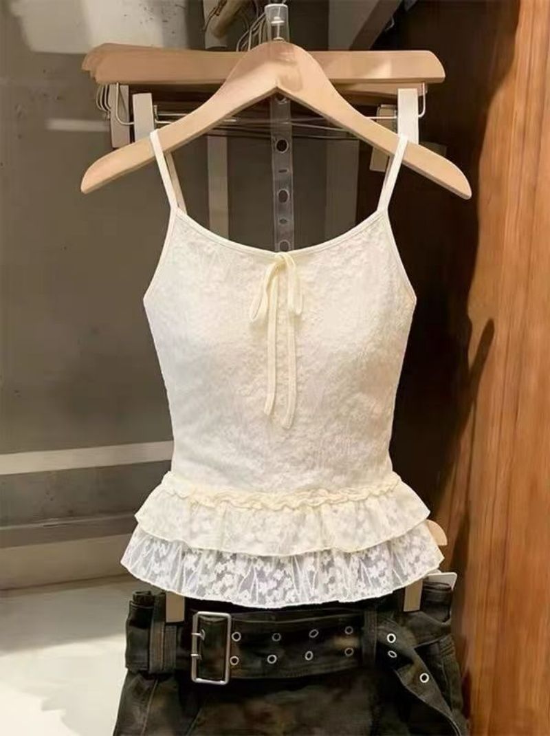 나비 매듭 레이스 캐미솔 몸매 가꾸기 슬림해 보이는 맨위