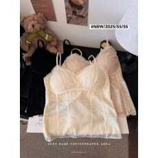 批发实拍蕾丝吊带背心<b class='q'>文胸</b>一体式<b class='q'>女士</b>内衣无痕带杯垫聚拢上托内搭外穿