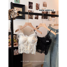 批发实拍纯欲<b class='q'>蕾丝</b>美背轻奢小<b class='q'>胸</b>固定杯大露背甜辣妹性感一体<b class='q'>胸</b>垫<b class='q'>裹</b>新款