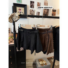 批发实拍秋冬色系麂皮立体裁剪不规则刺绣<b class='q'>半身裙</b>女复古设计独特短裙