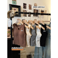 批发实拍实价秋冬韩版磨毛加厚保暖带胸垫无袖背心修身显瘦打底上衣