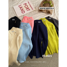 批发实拍双拉链毛衣外套女秋冬设计感小众翻领宽松<b class='q'>针织</b><b class='q'>开衫</b>外穿上衣潮