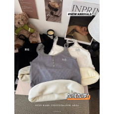 批发实价实拍秋冬保暖背心针织加绒加厚性感蕾丝吊带内搭打底<b class='q'>上衣</b>女