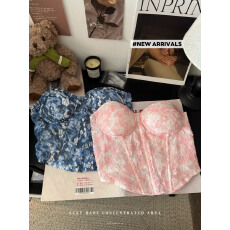 实拍实价碎花鱼骨胸衣背心女秋季外穿辣妹夜店裹胸抹胸带胸垫上衣