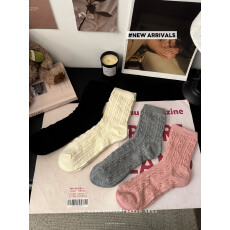 实拍实价时尚百搭袜子女中筒袜拼色堆堆袜长袜女袜纯棉4双装