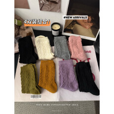 批发实拍实价时尚百搭<b class='q'>袜子</b><b class='q'>女</b>中筒袜拼色堆堆袜长袜<b class='q'>女</b>袜纯棉4双装