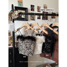 批发实拍秋冬<b class='q'>蕾丝</b>拼接性感抹胸背心女修身内搭无袖<b class='q'>裹</b><b class='q'>胸</b>纯欲风打底上衣