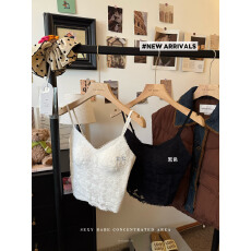 批发实拍实价~秋冬性感蕾丝吊带背心女带胸垫内搭打底短款上衣女