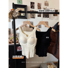 批发实拍实价背心针织毛绒保暖免穿<b class='q'>文胸</b>带胸带一体内衣保暖<b class='q'>加厚</b>上衣女