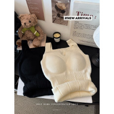 批发实拍实价背心针织毛绒保暖免穿文胸带胸带一体内衣保暖加厚上衣女