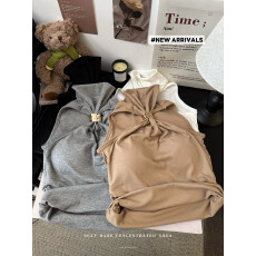 批发实拍~辣妹高领背心设计感女<b class='q'>秋</b>冬季修身镂空上衣带胸垫