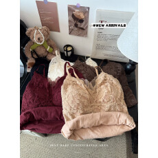 批发实拍～秋冬蕾丝V领德绒保暖背心女内搭修身显瘦打底上衣