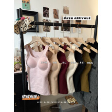 批发实拍~秋冬新款<b class='q'>塑</b>形修身可拆胸垫德绒保暖羊毛蚕丝暖腹贴片背心