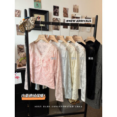 批发实拍秋冬新款纯欲风V领蕾丝内里德绒保暖显瘦百搭长袖上衣女