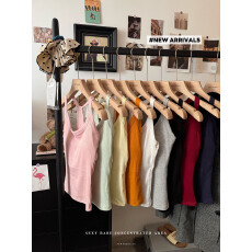 批发实拍~冬季新款纯色美背工字背吊带背心<b class='q'>修身</b>内搭打底衣