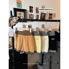 批发实拍~冬季新款针织毛线拼色麻花针织修身<b class='q'>休闲</b><b class='q'>短裤</b>小个子显瘦外穿