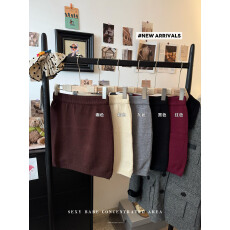 批发<b class='q'>实拍</b>实价 秋冬新款复古高腰简约百搭针织保暖包臀半身裙短裙女